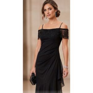 DJ-Jaz Dress Women's Size 12 Black Bodycon Off Shoulder Cocktail